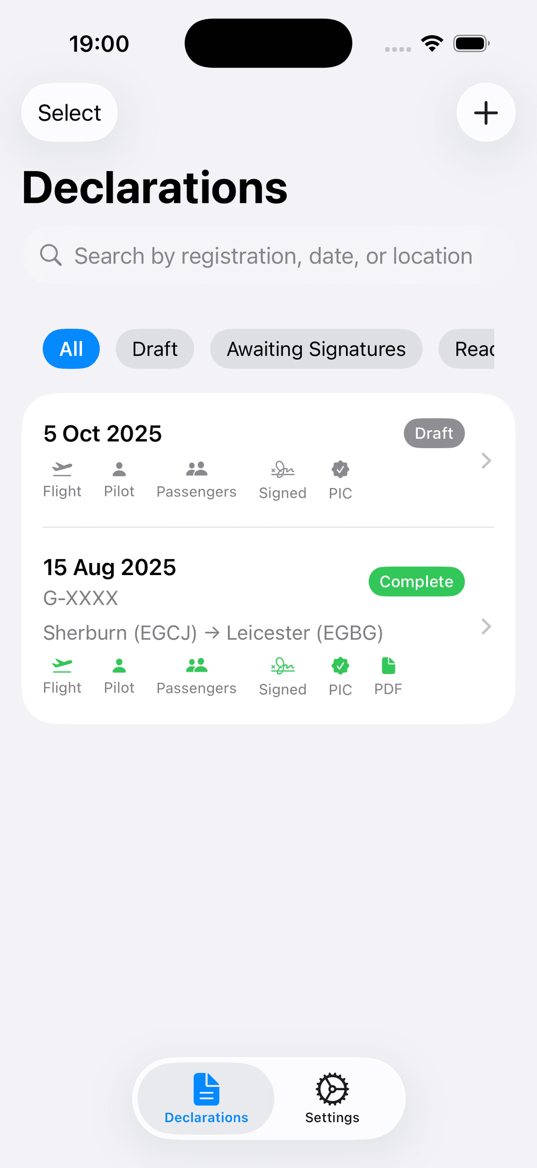 PAX Passenger Declarations App Screenshot